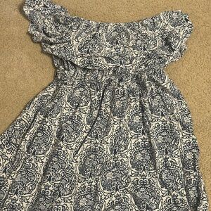 Blue and White Amazon Dress Large Maxi